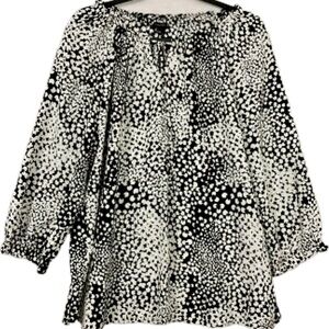 Talbots Black and White Print Blouse